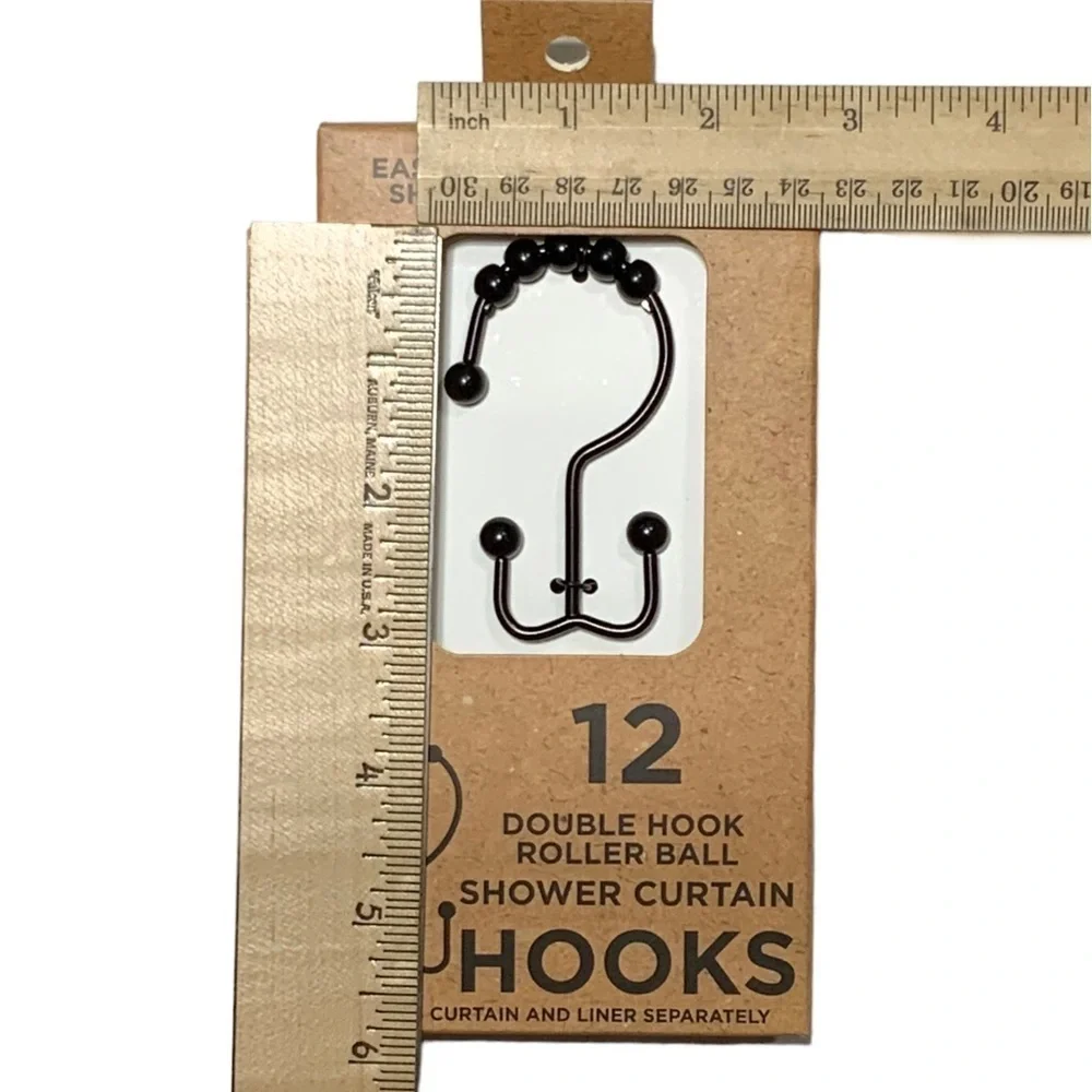Sultan’s Linens Double Shower Hooks Roller Stainless 12 Piece Black Matt Finish